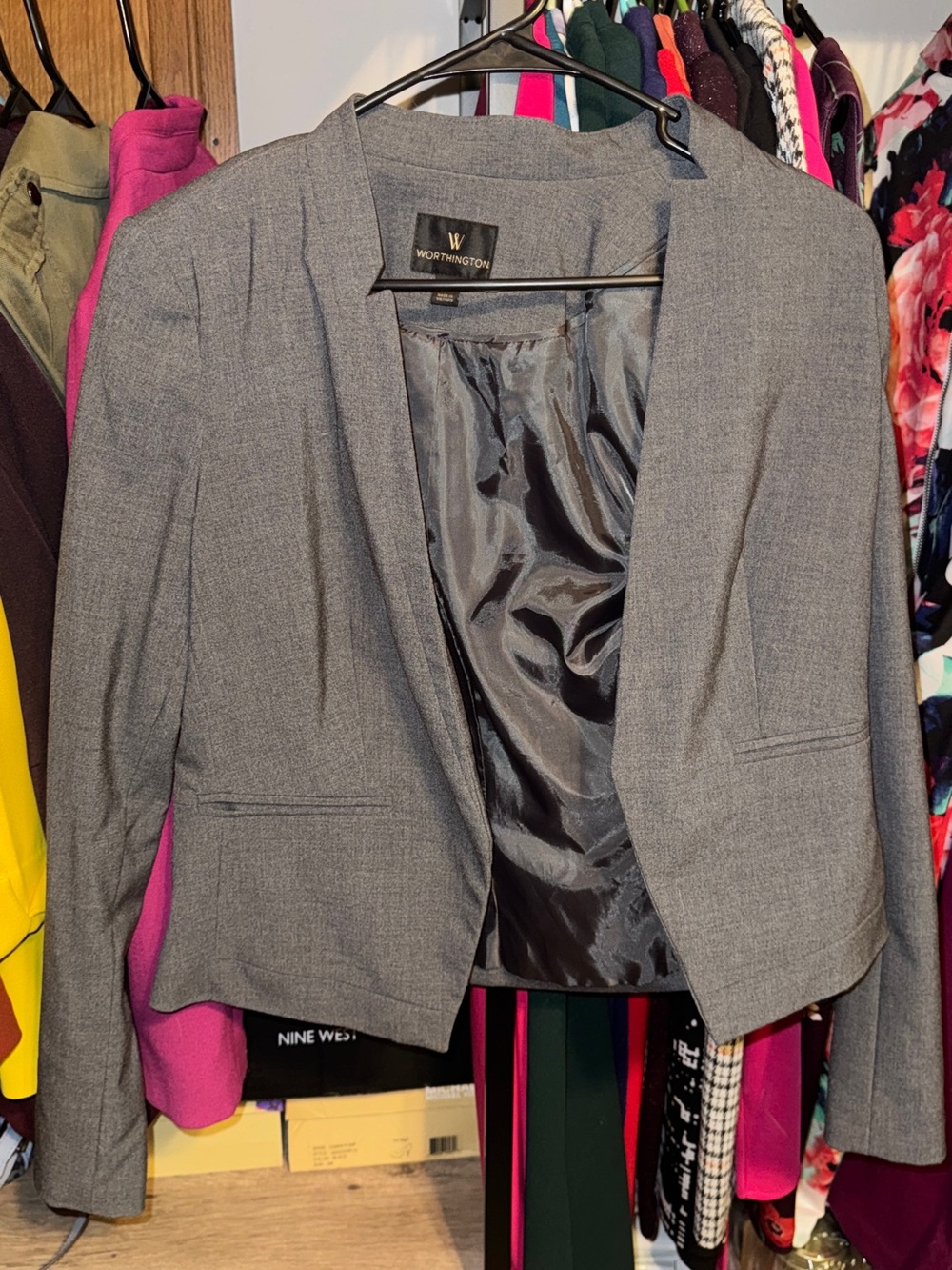 Worthington Gray Open-Front Women's Blazer